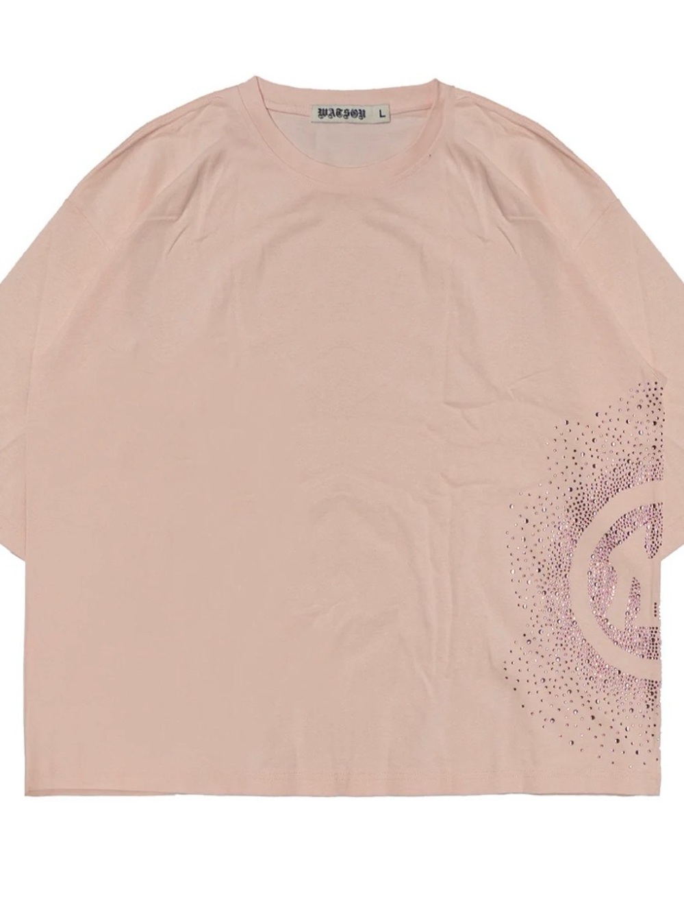 Watson Pink Crewneck Short Sleeve Top with Rhinestones